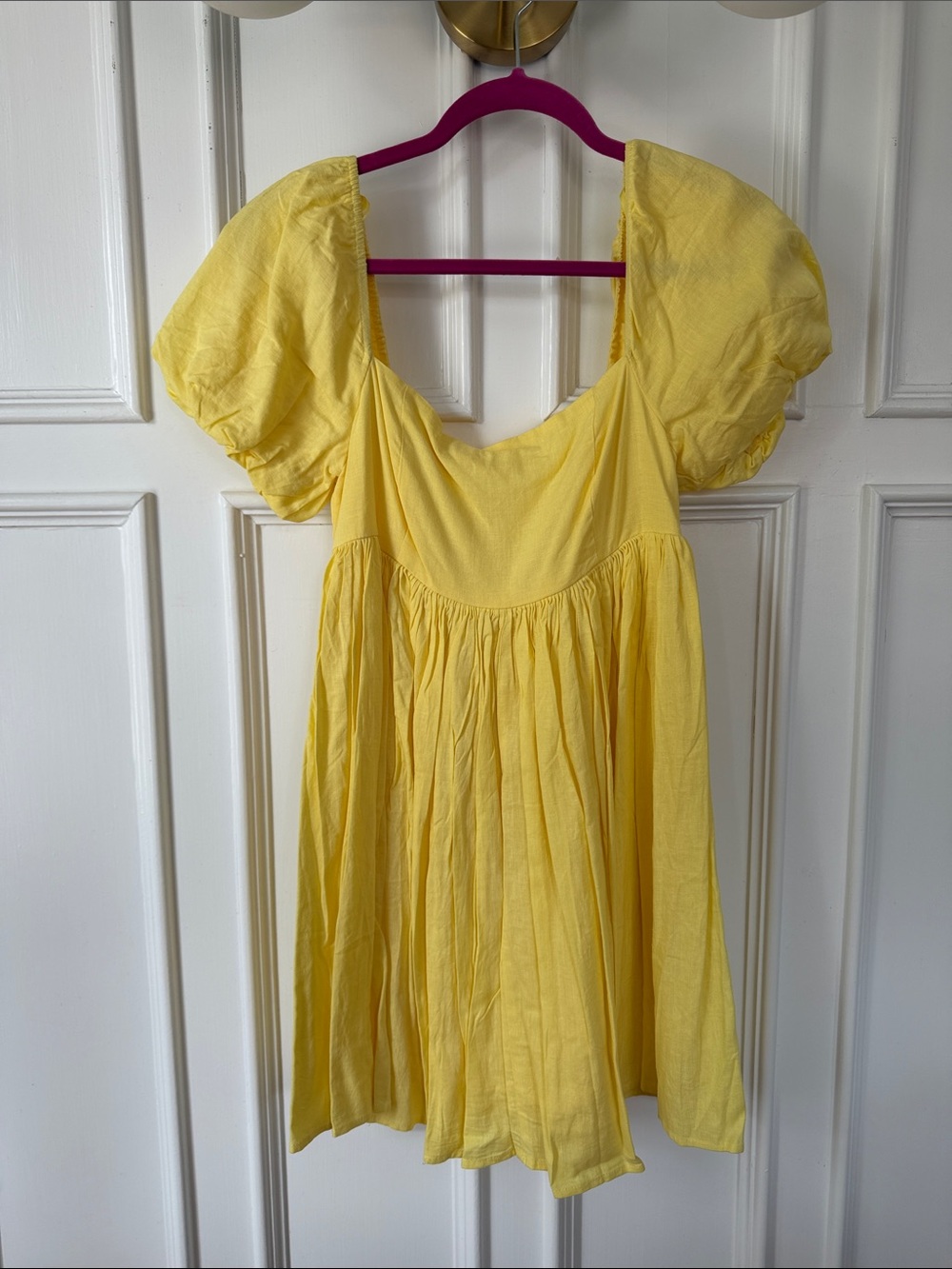 Mabel Boutique Yellow Puff-Sleeve Mini Dress - Elegant Everyday Style size M